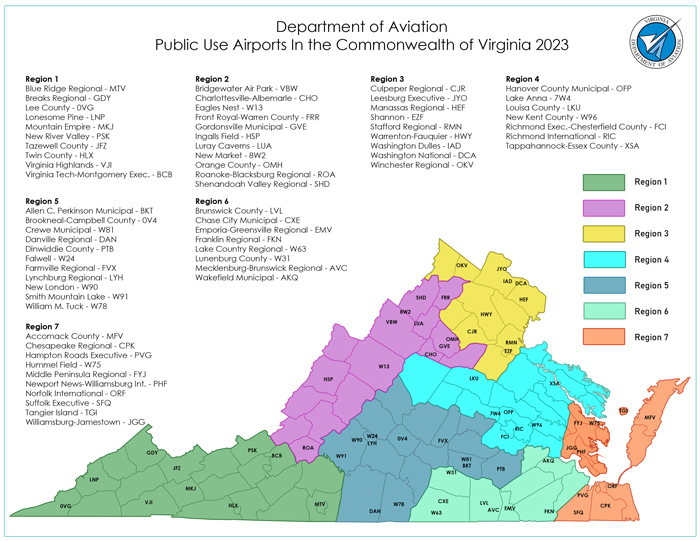 Large View of Virginia Map with Regions